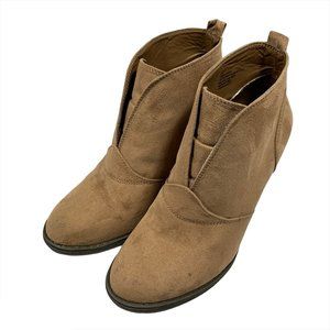 David Aaron Tan Suede Wedge Ankle Boots Size 6.5